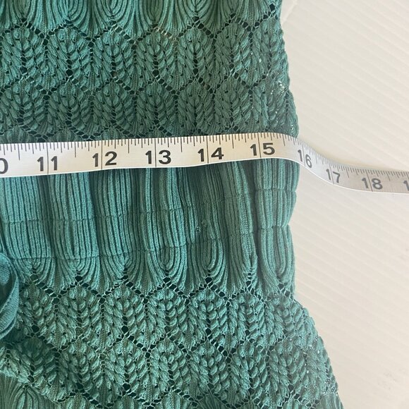 Free People Fire Island Blouse Crochet Top 3/4 Sleeve Knit Green size M Boho - Picture 12 of 12